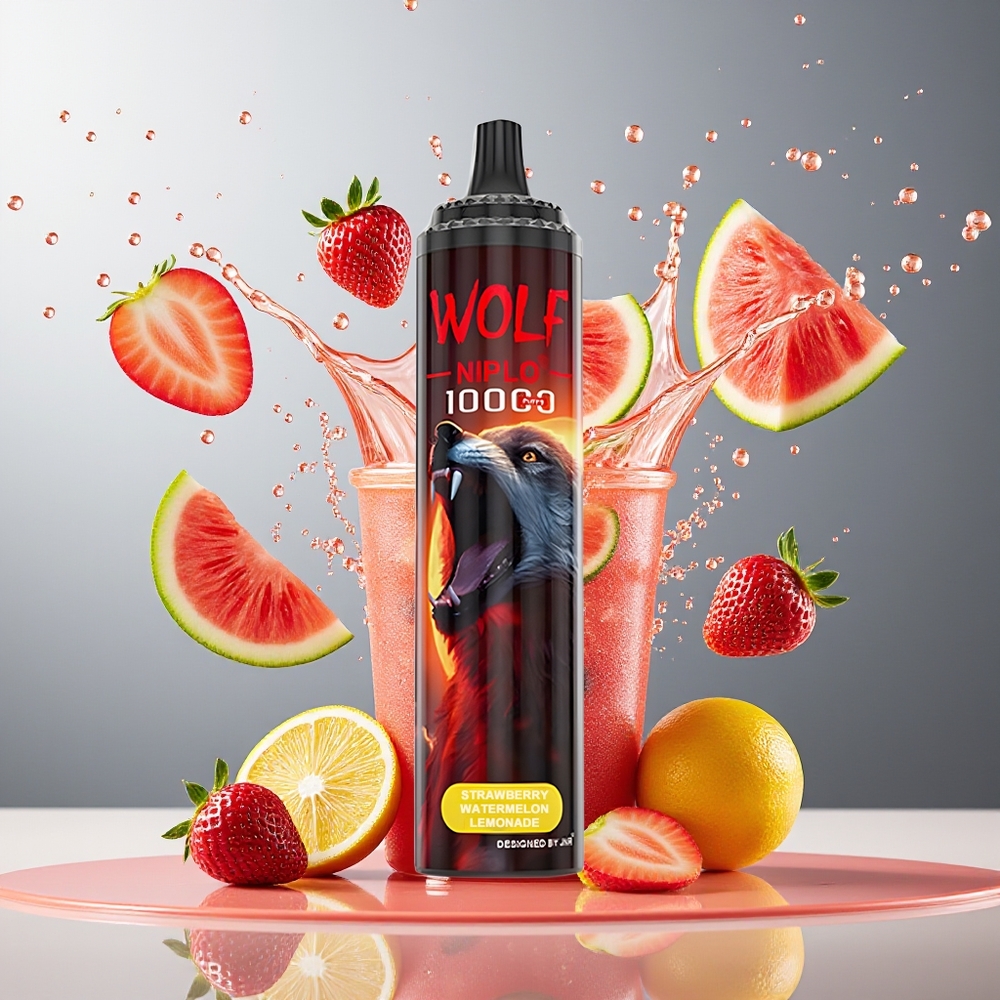 JNR Wolf Niplo 10000 Puffs 1.0 Ohm Mesh 650mAh Type-C Norge Engros Jordbær Vannmelon Lemonade