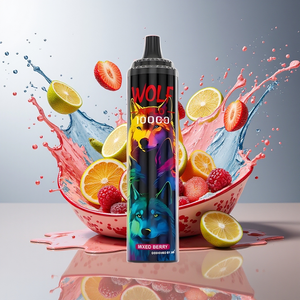 JNR Wolf Niplo 10000 Puffs Engros Norge 1.0 Ohm Mesh 650mAh 20ml Type-C Blandet Bær