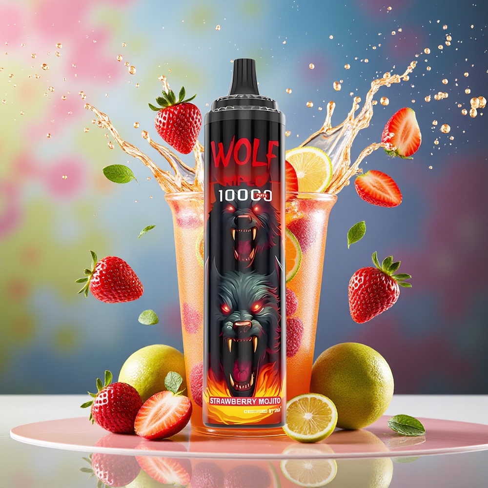 JNR Wolf Niplo 10000 Puffs Norge Engros 1.0 Ohm Mesh 20ml Jordbær Mojito