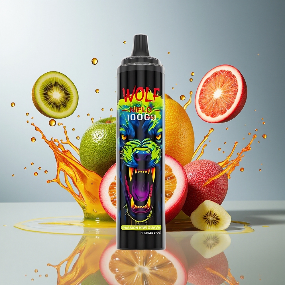 JNR Wolf Niplo 10000 Puffs Norge Engros 1.0 Ohm Mesh 650mAh 20ml Type-C Passionsfrukt Kiwi Guava
