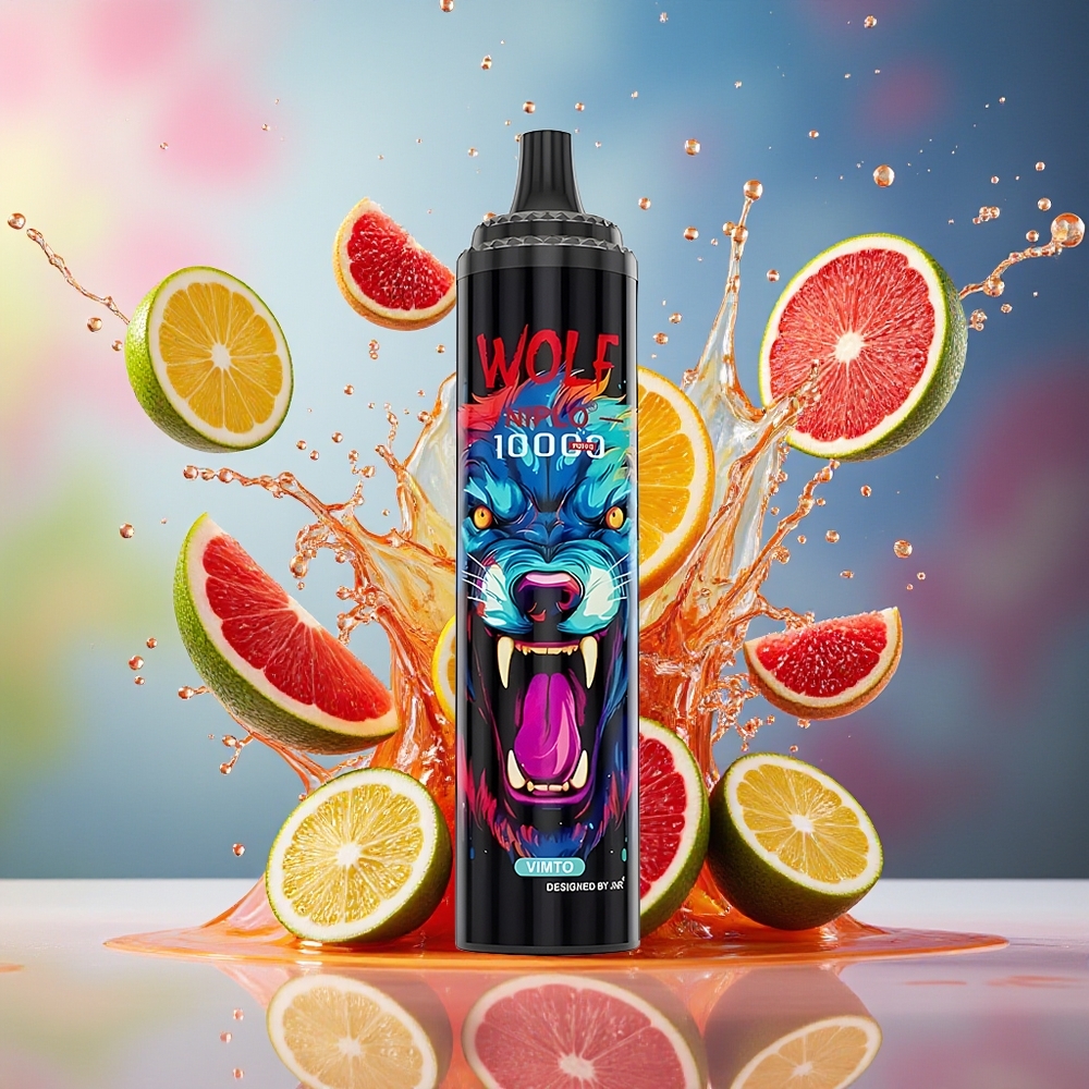 JNR Wolf Niplo 10000 Puffs Norge Engros 1.0 Ohm Mesh 650mAh 20ml Type-C Vimto