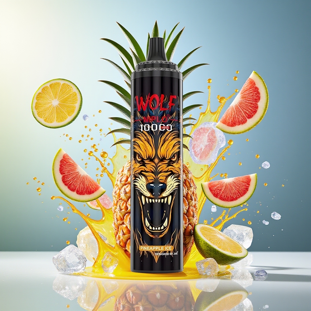 JNR Wolf Niplo 10000 Puffs Norge Engros 1.0 Ohm Mesh 650mAh Type-C Ananas Is