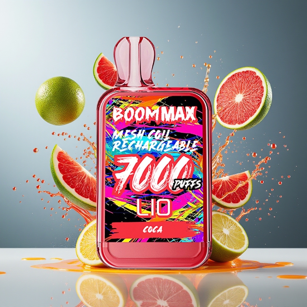 LIO BOOM MAX 7000 Puffs Norge Engros 650mAh Type-C 15ml 50mg Engangsdamper Coca