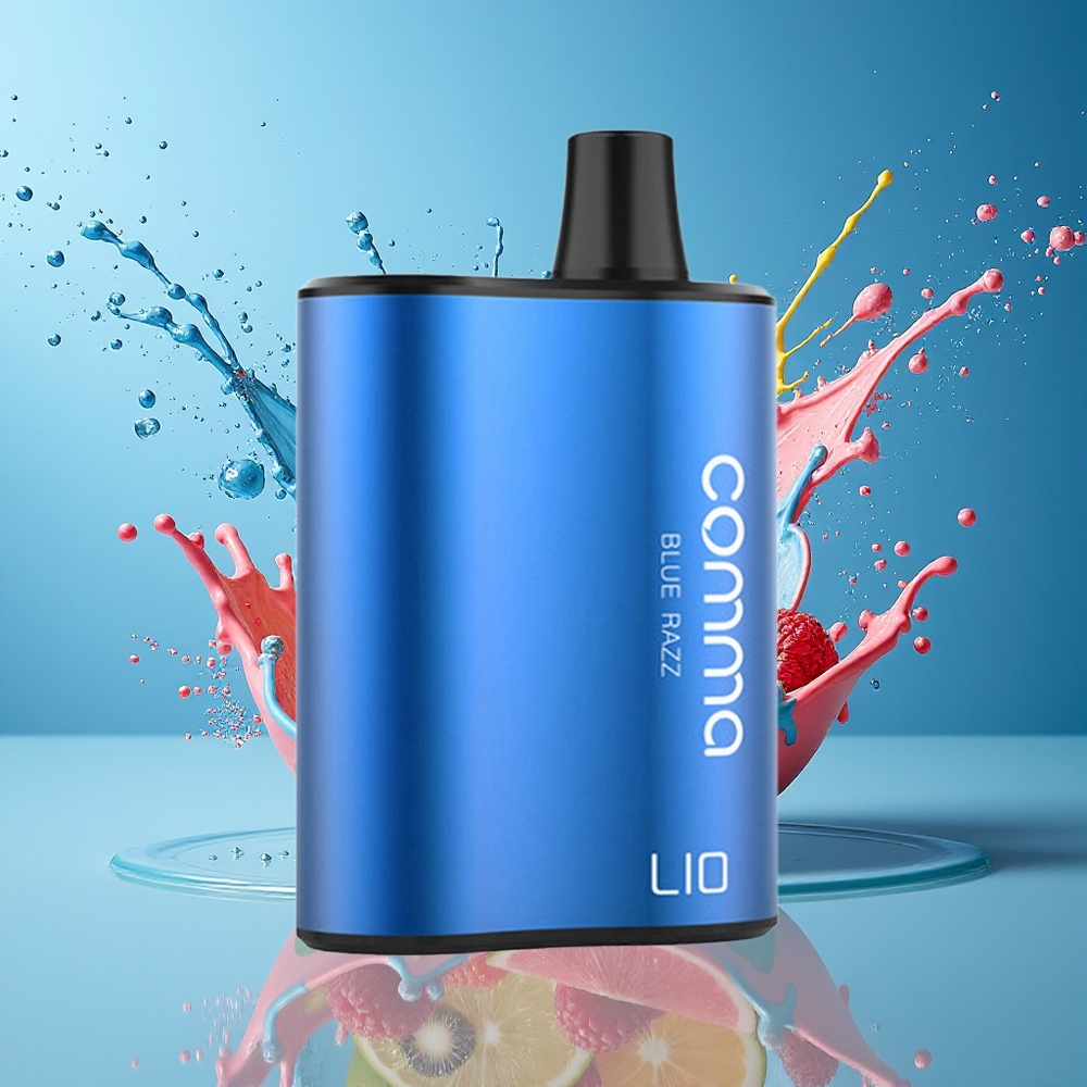 LIO COMMA 5000 Puffs Engangs Vape Blå Bringebær Norge Engros 900mAh Type-C