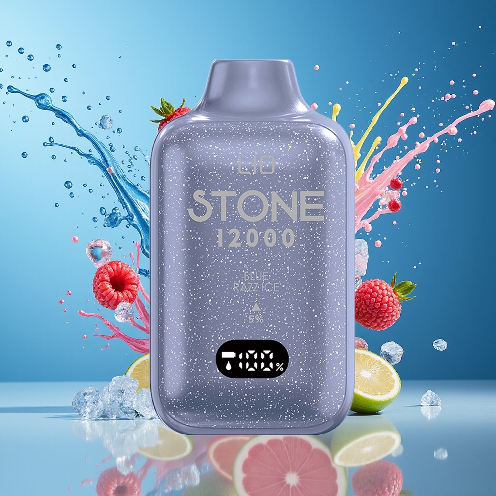 LIO Stone 12000 Puffs Norge Engros Blå Bringebær Is 18ML 50mg Type-C 550mAh