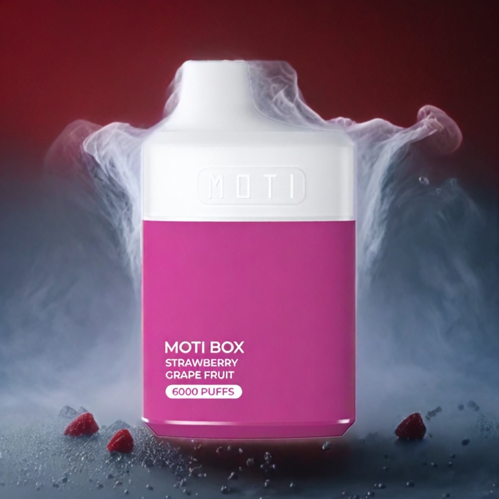 MOTI BOX 6000 Engangs Vape Jordbær Drue 14mL 5% Norge Engros
