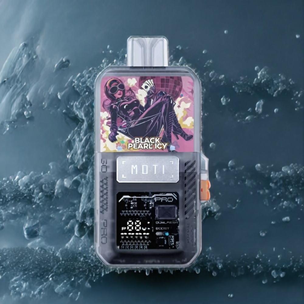 MOTI GO PRO 12000 Svart Perle Is 16mL 1000mAh Type-C Norge Engros