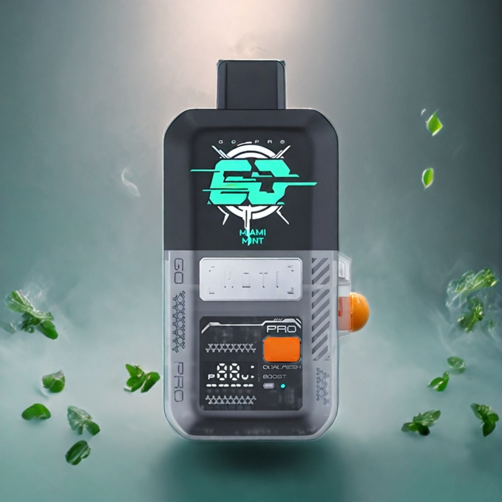 MOTI GO PRO BATTERY 12000 Engros Norge Disposable Pod Miami Mynte 16mL 12000 Puffs 1.0 Ohm Dual Mesh Smart Display