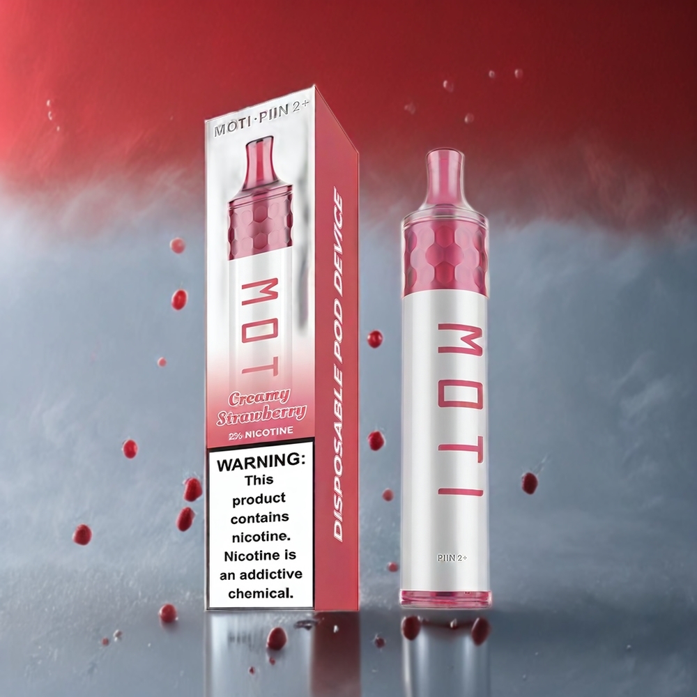 MOTI PIIN 2+ 2000 Puffs Engros Norge 6.0mL 50mg/mL Kremet Jordbær