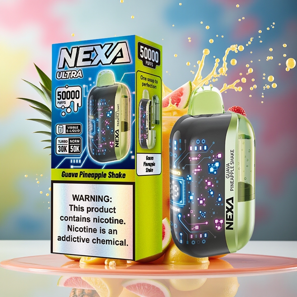 NEXA Ultra 50000 Norge Engros Engangsdamper Guava Ananas Shake 20ml 800mah 5% 0.9ohm 3d Skjerm Type-C