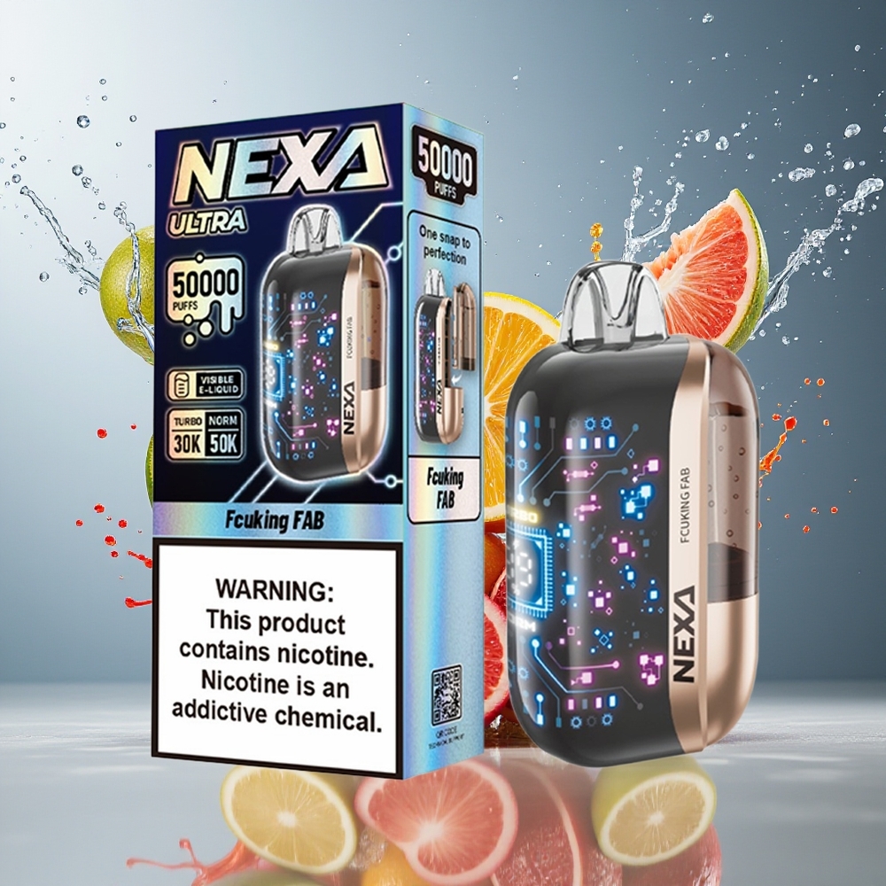 NEXA Ultra 50000 Puffs Norge Engros 20ml 800mAh 5% Nikotin 0.9ohm Dual Mesh 3D Skjerm Type-C Lading Fcuking Fab