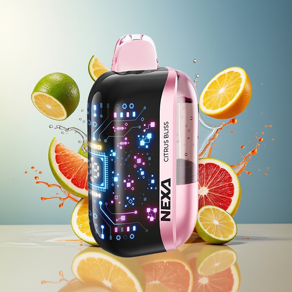 NEXA Ultra 50000 Puffs Norge Engros 20ml 800mAh 5% Sitrusglede Type-C 3D Skjerm 0.9ohm Dual Mesh