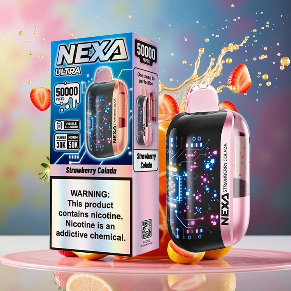 NEXA Ultra 50000 Puffs Norge Engros 20ml 800mah 5% 0.9ohm Dual Mesh Jordbær Colada