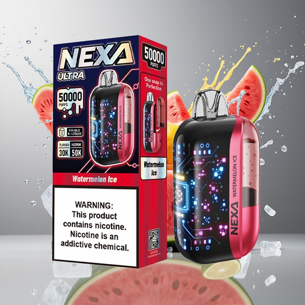 NEXA Ultra 50000 Puffs Norge Engros Engangsdamper Vannmelon Is 20ml 800mAh 5% 0.9ohm Dual Mesh 3D Skjerm Type-C