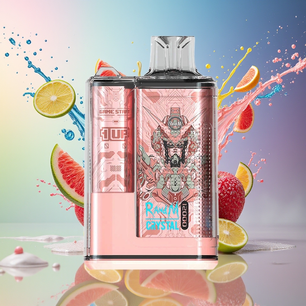 RandM Fumot Crystal 12000 Puffs Engros Norge Engangsdamper Regnbue Sukker med 20ml e-Liquid, 1.2ohm Mesh Coil, RGB Lys