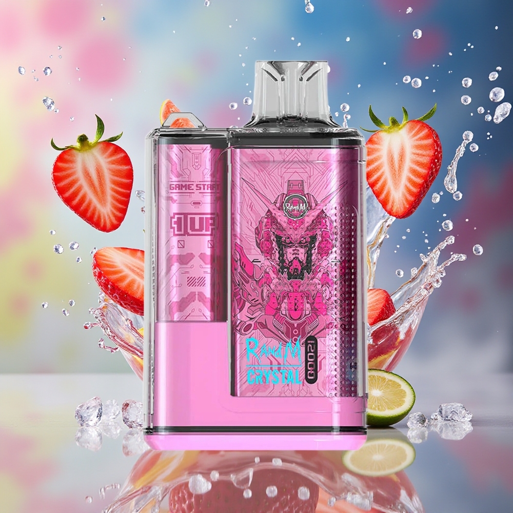 RandM Fumot Crystal 12000 Puffs Engros Norge Type-C 20ml Jordbær Is 1.2ohm Mesh 550mAh