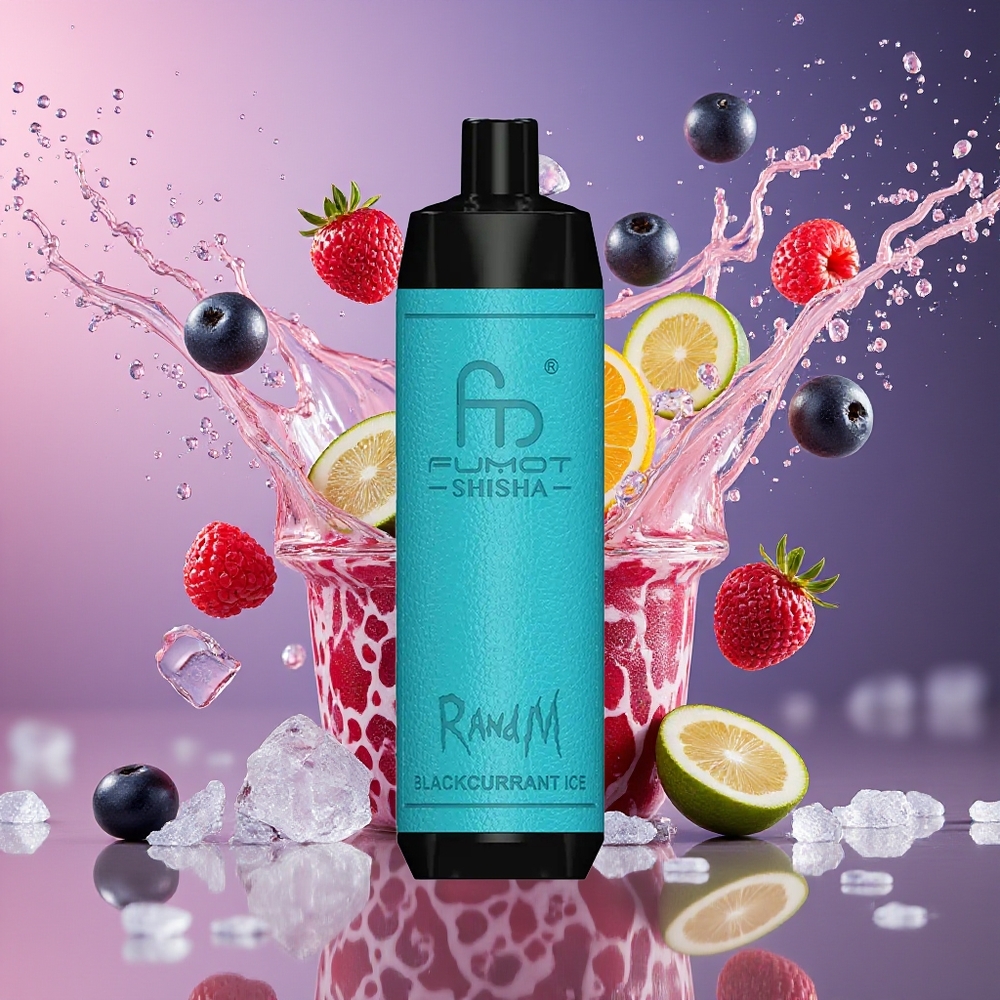 RandM Fumot Shisha 10000 Puffs 18ml 850mAh Type-C Norge Engros Solbær Is