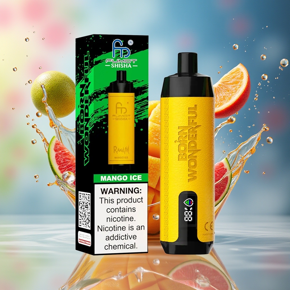 RandM Fumot Shisha 10000 Puffs Norge Engros Mango Is LED Type-C 850mAh