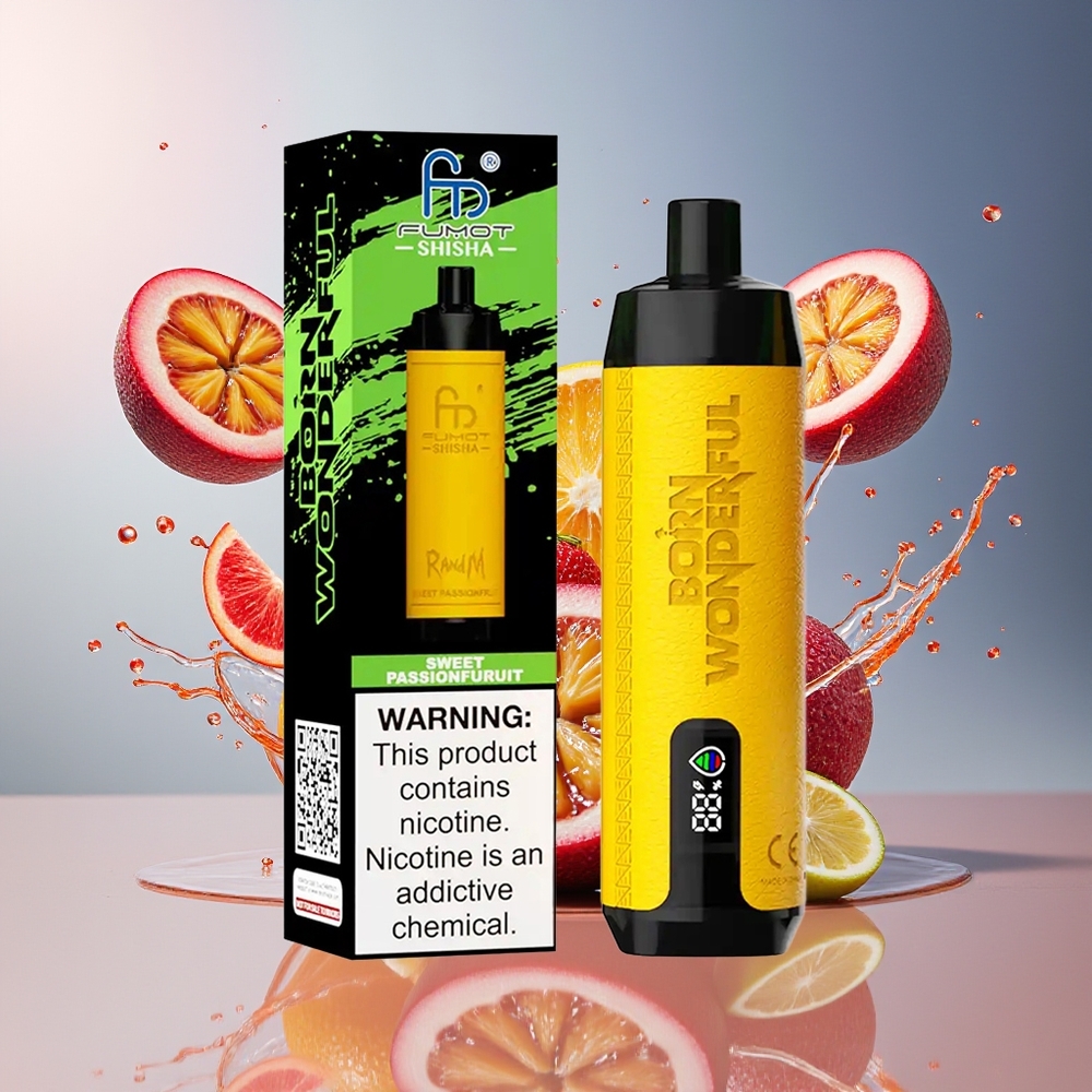 RandM Fumot Shisha 10000 Puffs Norge Engros Søt Pasjonsfrukt LED Type-C 850mAh