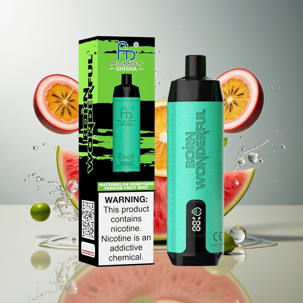 RandM Fumot Shisha 10000 Puffs Norge Engros Vannmelon Honningmelon Passionsfrukt Mynte 18ml 850mAh 0.6ohm Type-C