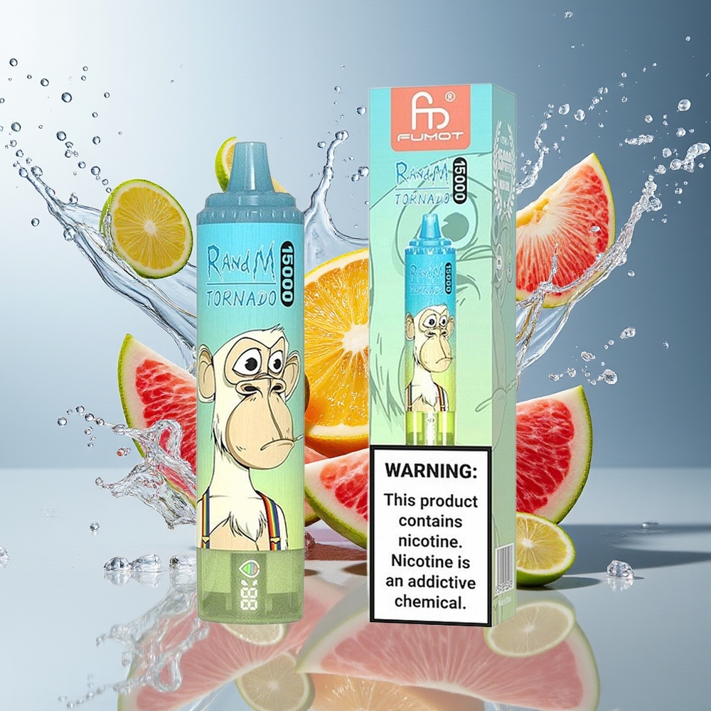 RandM Fumot Tornado 15000 Puffs Norge Engros 25ml 850mAh Mesh LCD Is Pop