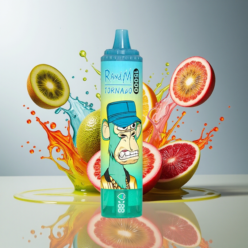 RandM Fumot Tornado 15000 Puffs Norge Engros Kiwi Pasjonsfrukt Guava 25ml 850mAh Mesh LCD