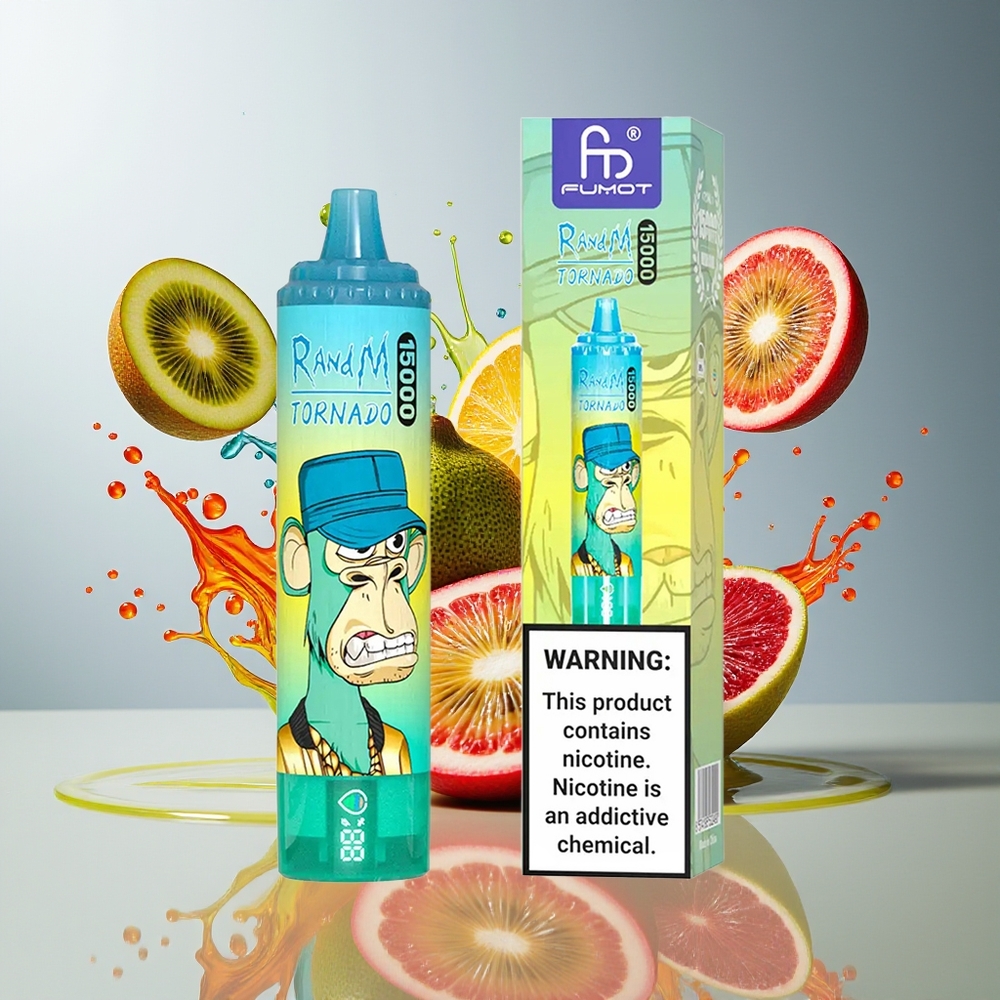 RandM Fumot Tornado 15000 Puffs Norge Engros Kiwi Pasjonsfrukt Guava 25ml 850mAh Mesh LCD