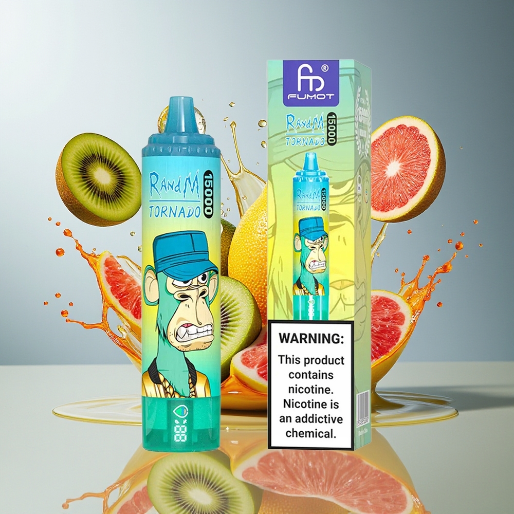 RandM Fumot Tornado 15000 Puffs Norge Engros LCD Type-C Kiwi Pasjonsfrukt Guava