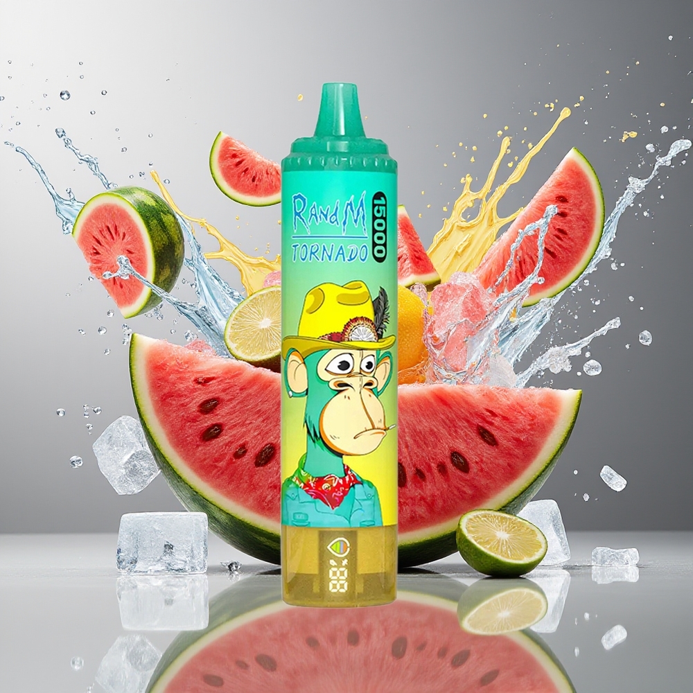 RandM Fumot Tornado 15000 Puffs Norge Engros Vannmelon Is 25ml 850mAh Mesh LCD Type-C