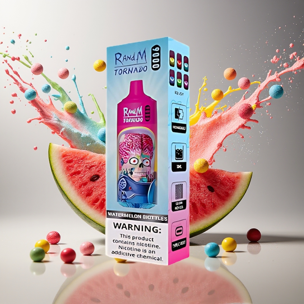 RandM Fumot Tornado 9000Puffs Norge Engros 850 mAh 18 mL Mesh Coil Vannmelon Skittles