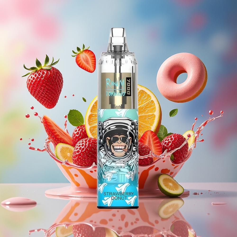 RandM Fumot Tornado 7000 Norge Engros 14ML 850MAH Mesh Type-C RGB Luftjusterbar Jordbær Donut