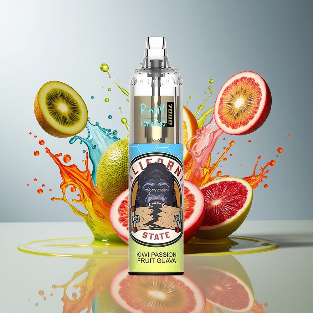 RandM Fumot Tornado 7000 Norge Engros 14ML 850MAH Mesh Type-C RGB Luftjusterbar Kiwi Pasjonsfrukt Guava
