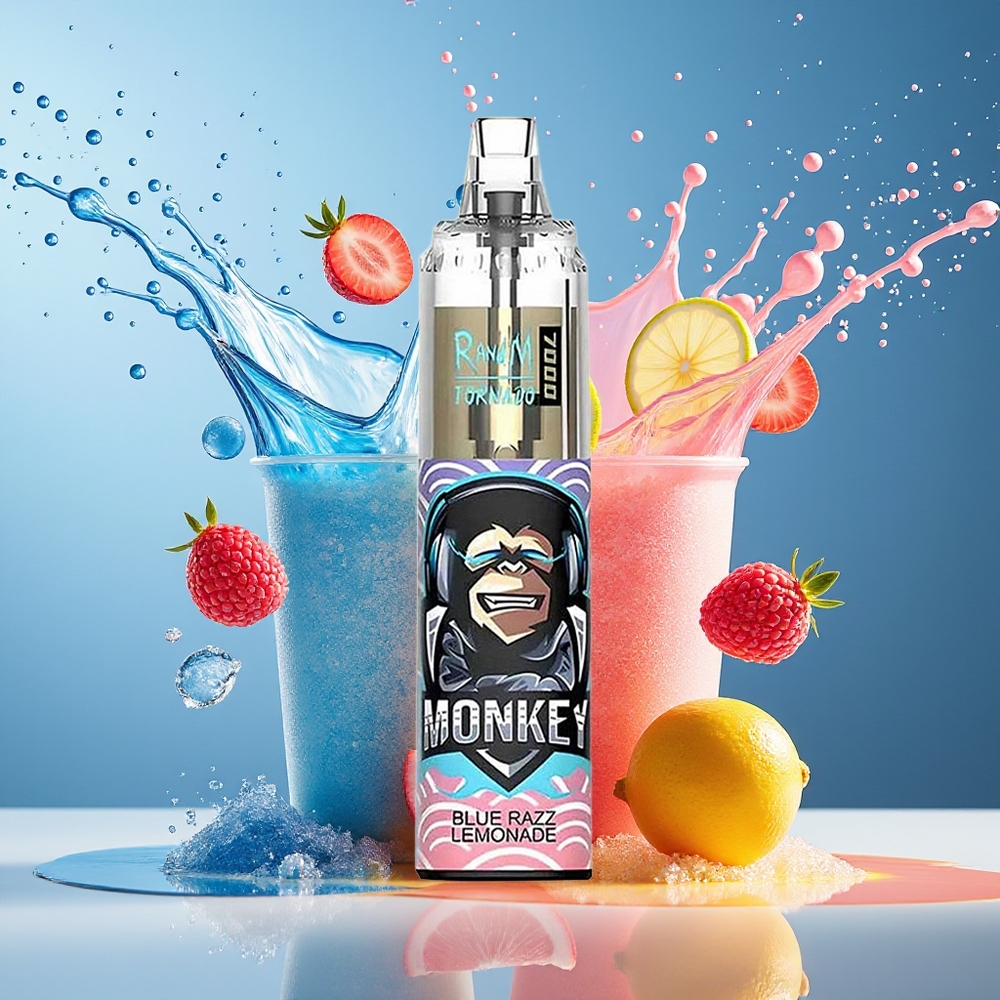 RandM Fumot Tornado 7000 Norge Engros 14ML Mesh Coil Type-C Blå Bringebær Lemonade