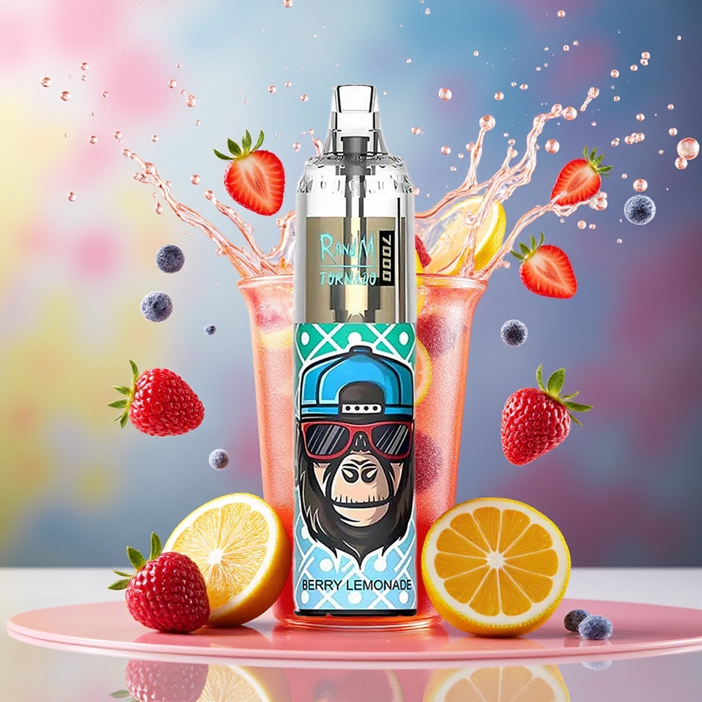 RandM Fumot Tornado 7000 Norge Engros 14ML Mesh Coil Type-C RGB Luftjusterbar Bær Lemonade