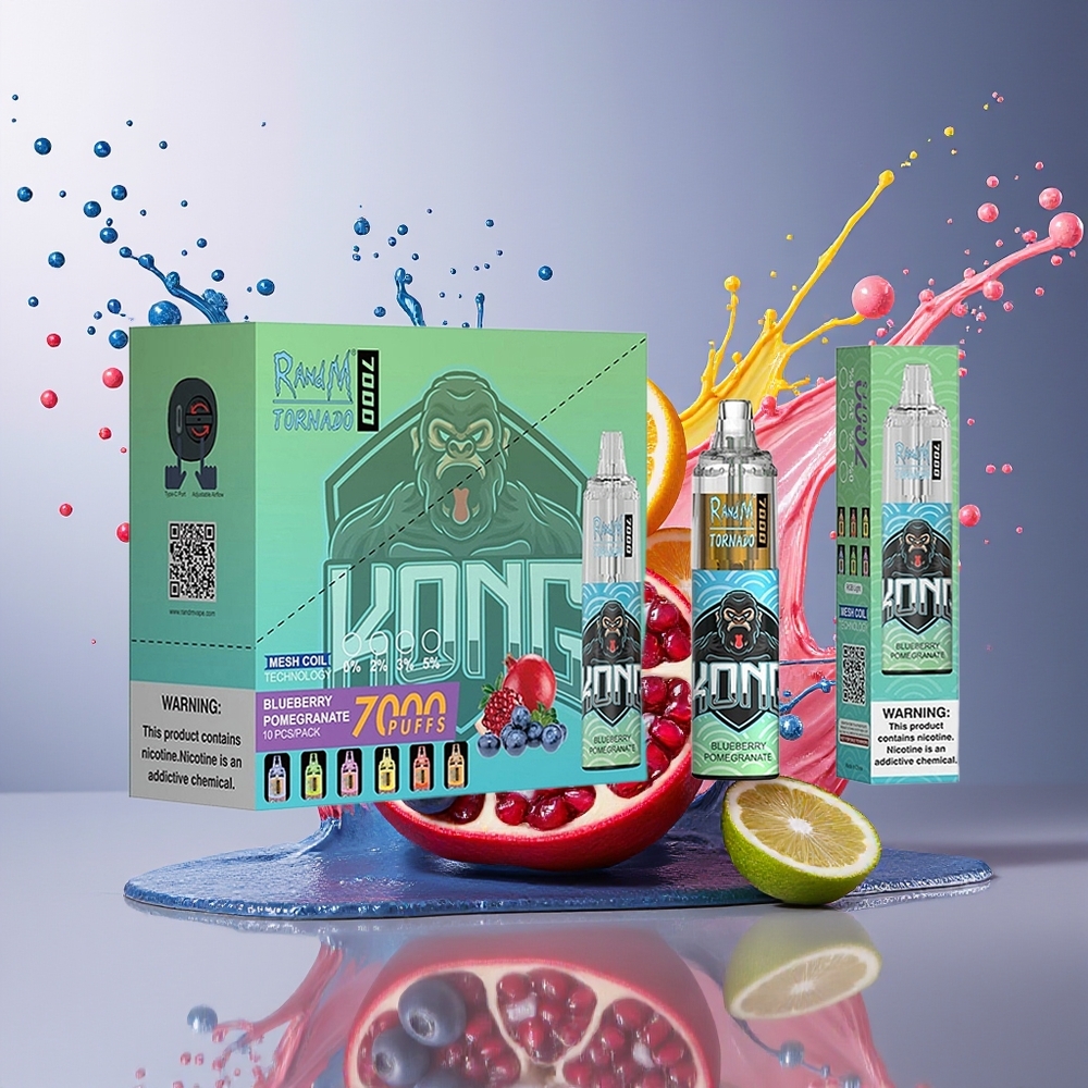 RandM Fumot Tornado 7000 Norge Engros 14ML Mesh Type-C RGB Luftjusterbar Blåbær Granateple