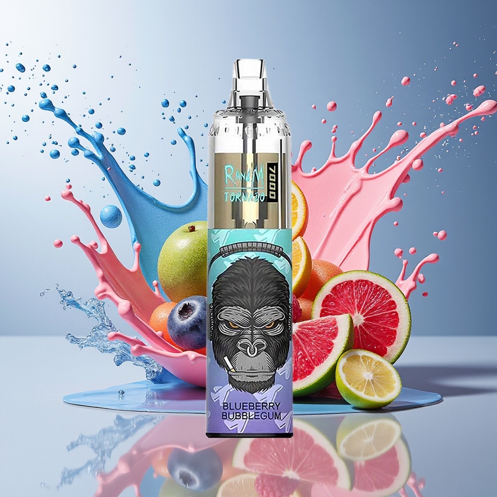 RandM Fumot Tornado 7000 Norge Engros 14ML Mesh Type-C RGB Luftjusterbar Blåbær Tyggegummi