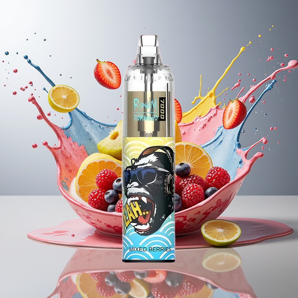 RandM Fumot Tornado 7000 Norge Engros 14ML Mesh Type-C RGB Luftjusterbar Blandede Bær
