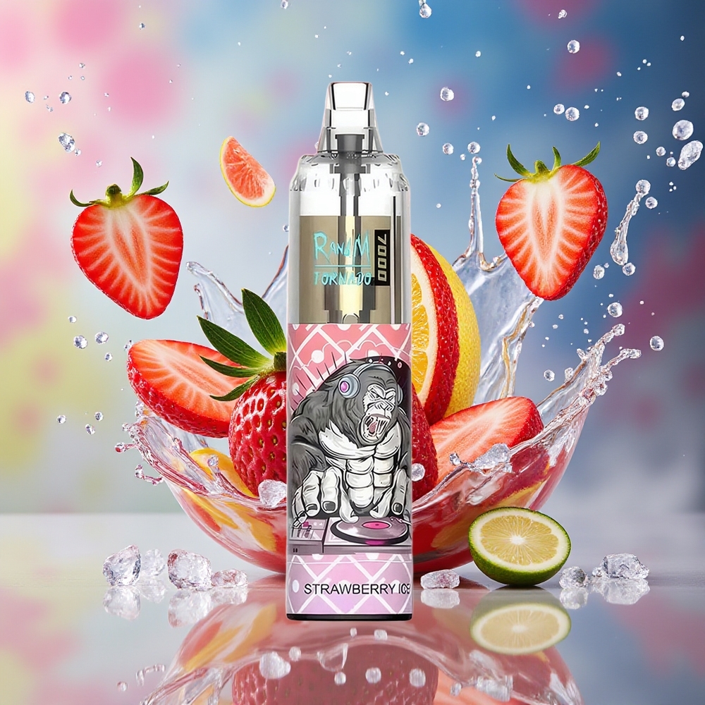 RandM Fumot Tornado 7000 Norge Engros 14ML Mesh Type-C RGB Luftjusterbar Jordbæris