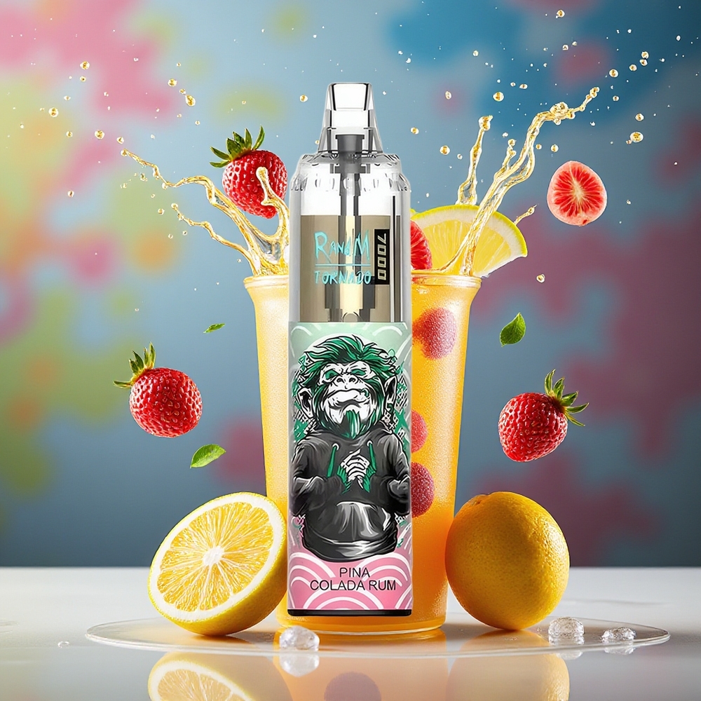 RandM Fumot Tornado 7000 Norge Engros 14ML Mesh Type-C RGB Luftjusterbar Pina Colada Rom
