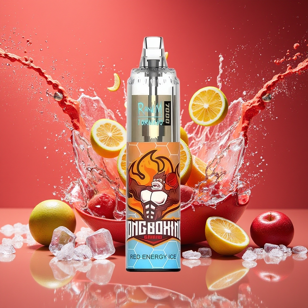RandM Fumot Tornado 7000 Norge Engros 14ML Mesh Type-C RGB Luftjusterbar Rød Energi Is
