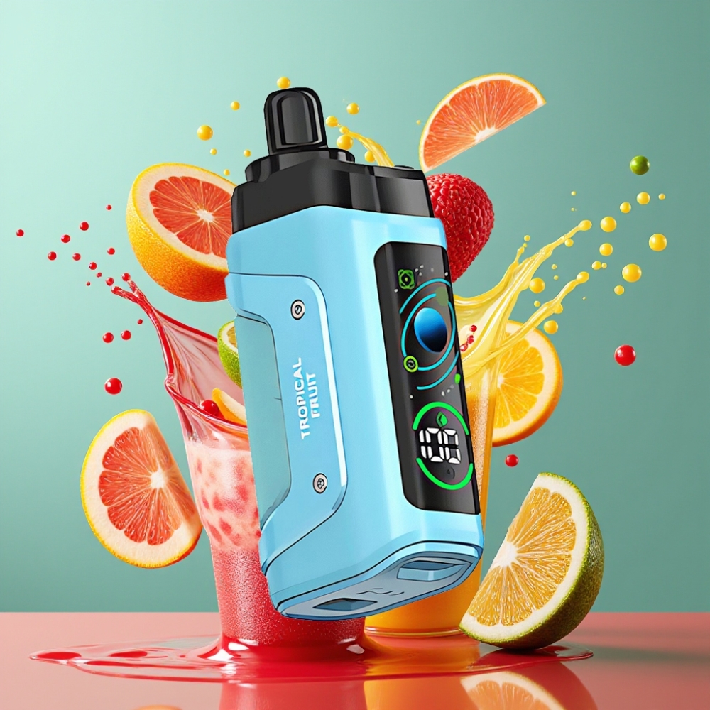 Razz Bar 45000 Puffs Engros Norge Justerbar Luftstrøm Tropisk Frukt 1.0 Ohm Mesh Coil Type-C