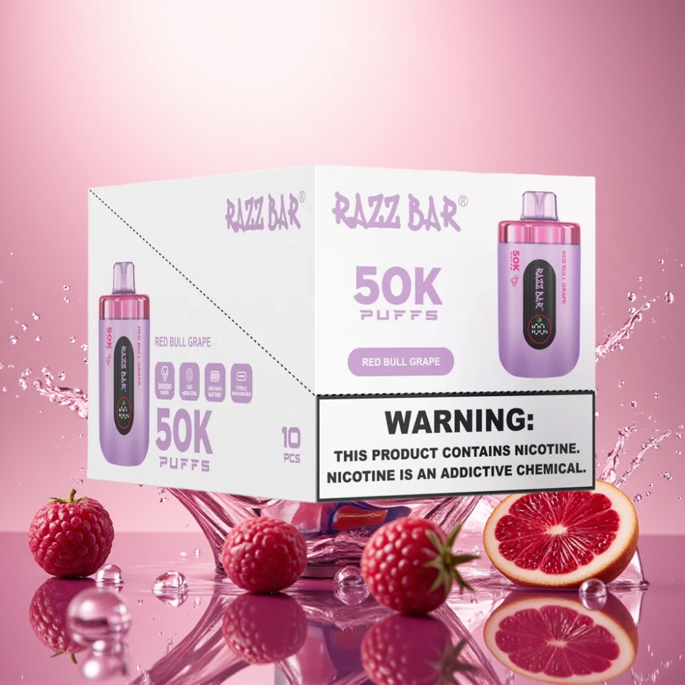 Razz Bar 50K Puffs 1.0 Ohm Mesh Coil Norge Engros Red Bull Drue