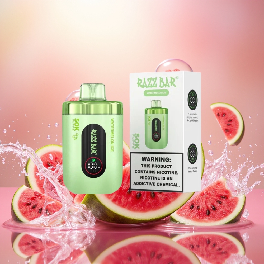 Razz Bar 50K Puffs Norge Engros Disposable Vape Vannmelon Is 1.0 Ohm Mesh Coil 650 Mah