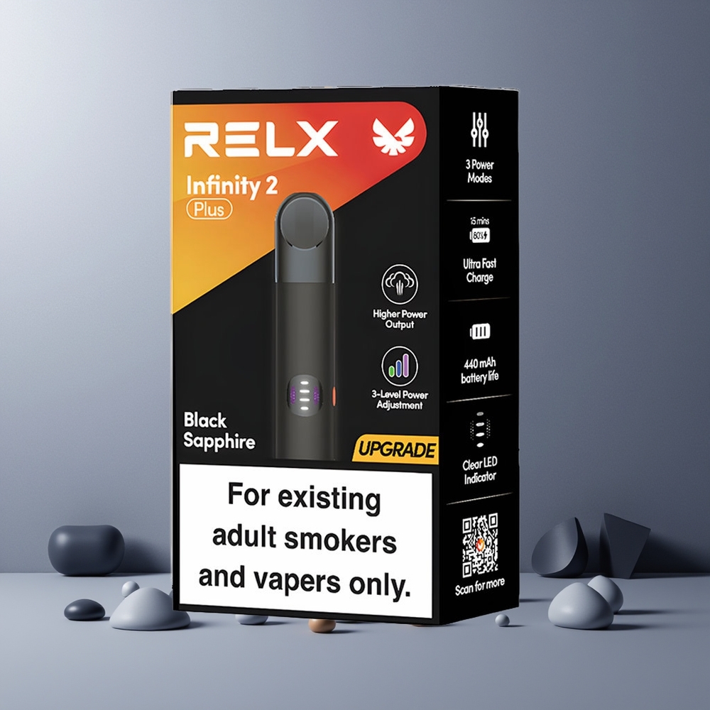 RELX Infinity 2 Plus Norge Engros Svart Safir 6.5W 8W 10W Type-C 440mAh 1.9ml