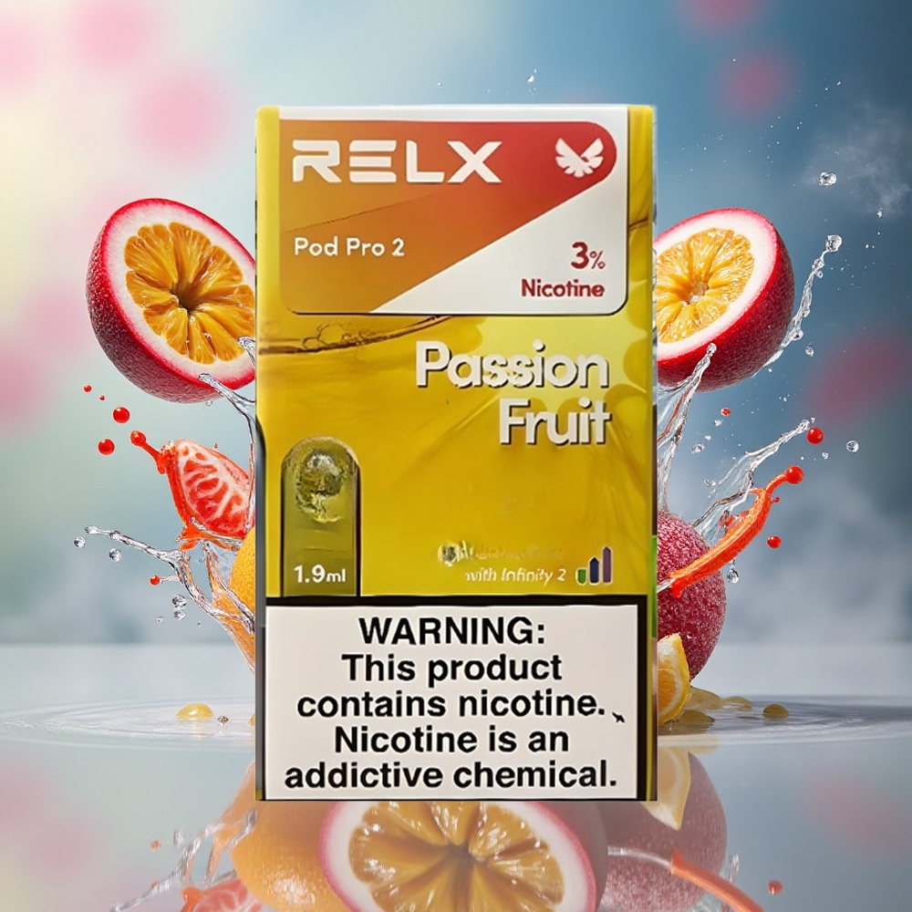 Relx Pod Pro 2 600 puffs 1.9ml 3%-5% 3 Spenninger Passionfrukt Norge Engros