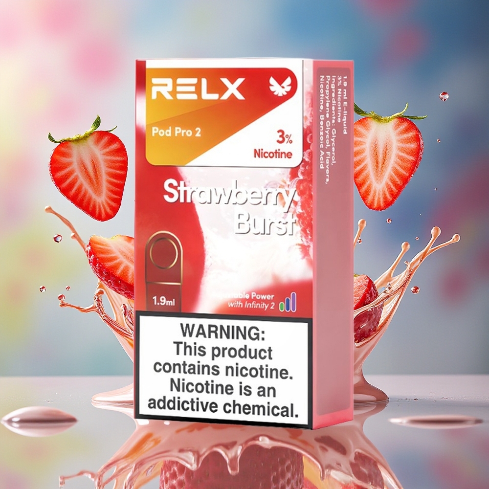 Relx Pod Pro 2 Norge Engros 600 Puffs 1.9ml Jordbærsprengning 3%-5% 3 Spenning