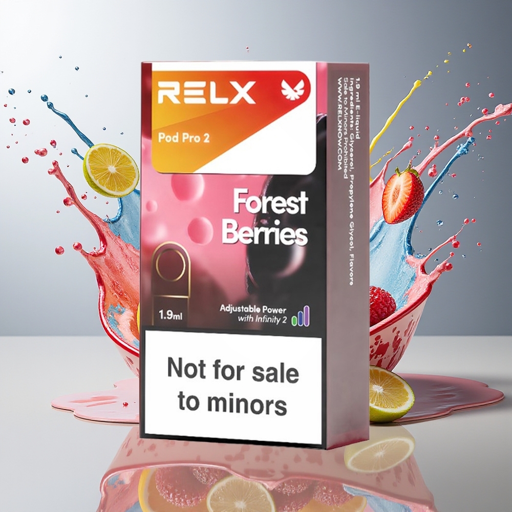Relx Pod Pro 2 Norge Engros Skogbær 1.9ml 600puff 3/5% 3Spenningsmoduser
