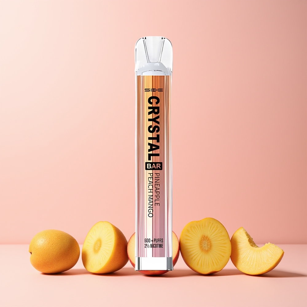 SKE Crystal BAR 600 Norge Engros Ananas Fersken Mango 2% Nikotin 600 Puffs Mesh Coil