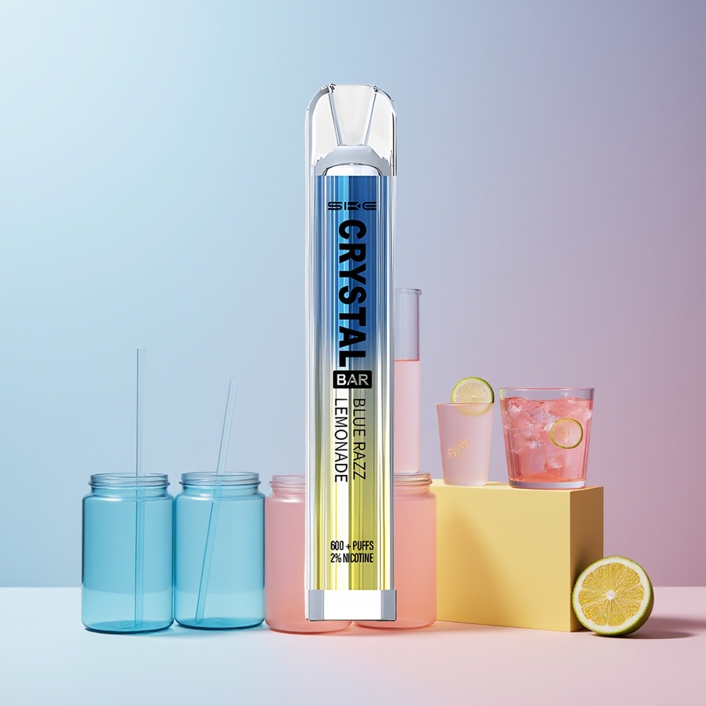 SKE Crystal BAR 600 Norge Engros Blå Bringebær Sitronade 0% 2% 500mAh 600 Puffs