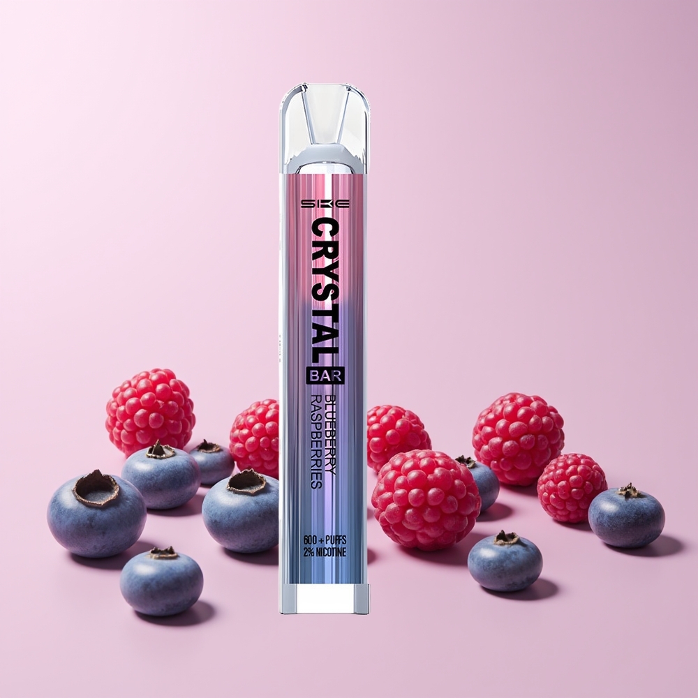 SKE Crystal BAR 600 Norge Engros Blåbær Bringebær 2% Nikotin 600 Puffs 2.0ml